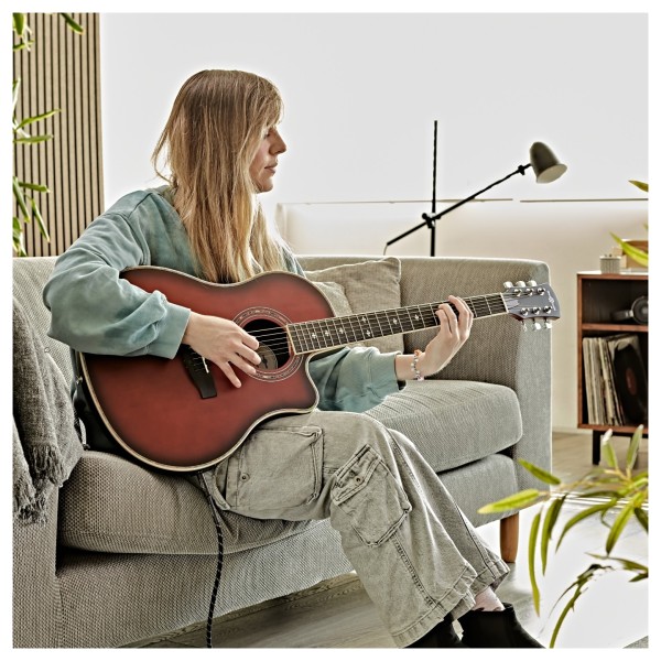 Roundback Electro Acoustic Guitar by Gear4music, Vintage Burst