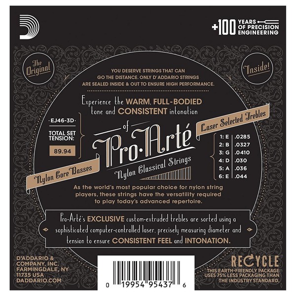 D'Addario EJ46-3D 3-Pack Pro-Arte Hard Tension Strings