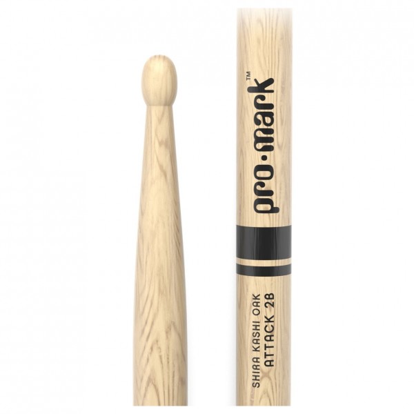 Promark Classic Attack 2B Shira Kashi Oak Drumsticks, Oval Wood Tip