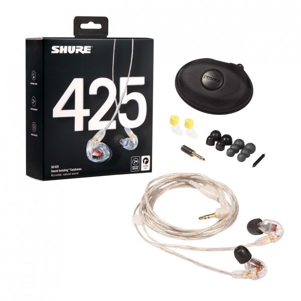 Shure SE425 Sound Isolating Earphones, Clear