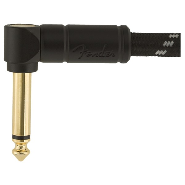 Fender Deluxe 25ft Straight/Angle Instrument Cable, Black Tweed