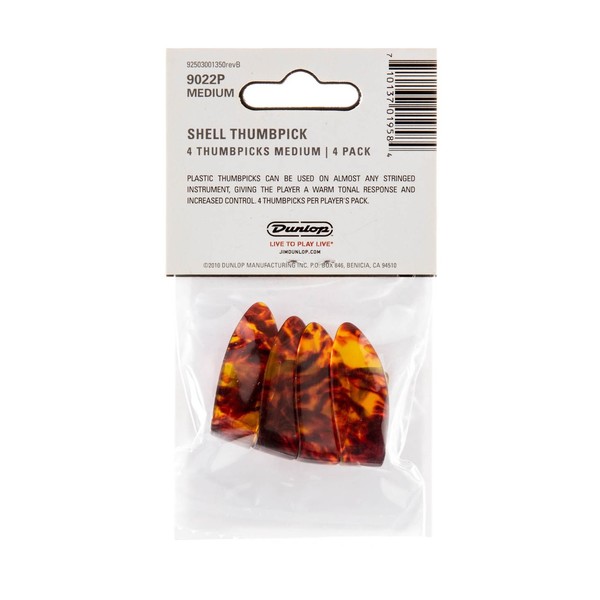 Dunlop Shell Plastic Thumbpicks Med, Pack of 4