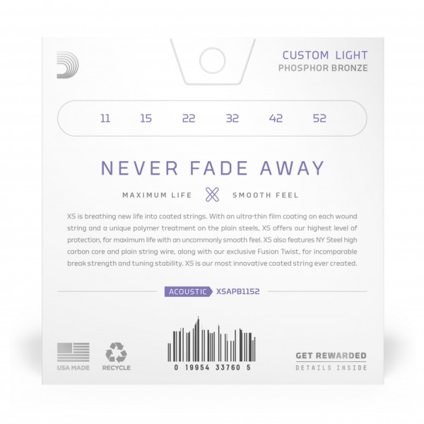 D'Addario XSAPB1152 Acoustic Phosphor Bronze, Custom Light, 11-52