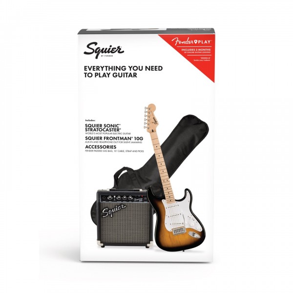 Squier Sonic Stratocaster Pack, 2 Color Sunburst