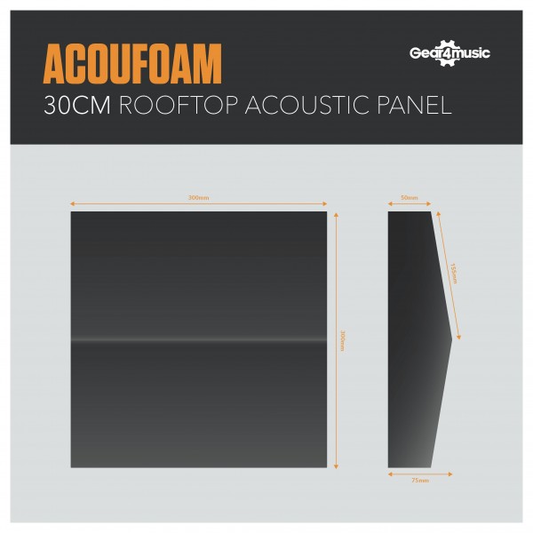 AcouFoam 30cm Rooftop Acoustic Panel by Gear4music