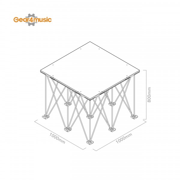 1m x 1m Portable Stage Kit by Gear4music, 80cm