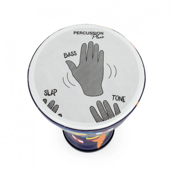 Percussion Plus Slap Djembe, Pre-Tuned, 7 inch Head, World Map