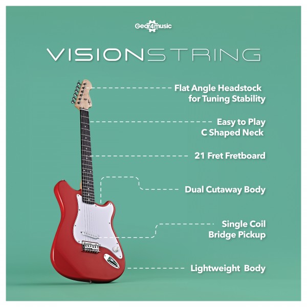 VISIONSTRING Electric Guitar Pack, Red