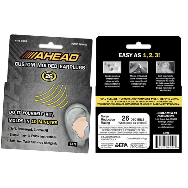Ahead Custom Moulded Earplugs, Pair