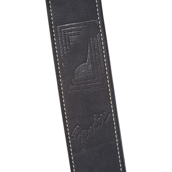 Fender Monogrammed Leather Strap, Black, 2"