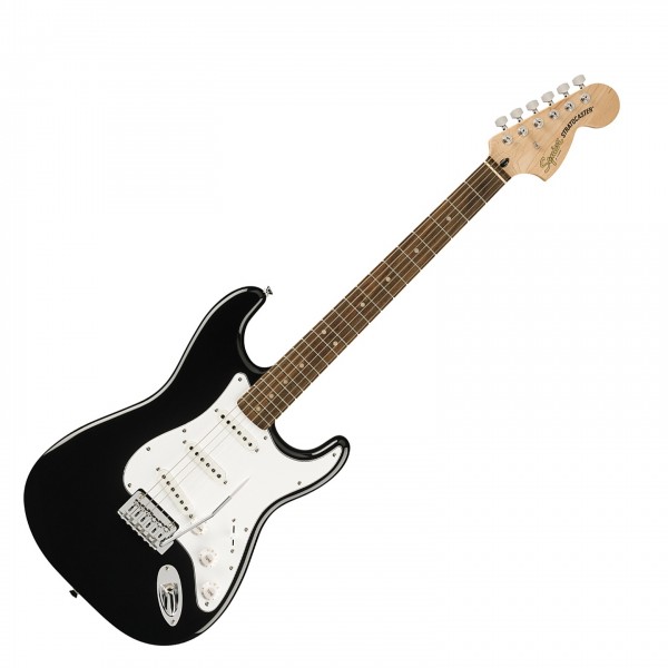 Squier Affinity Series Stratocaster Mustang Micro Pack, Black, with Gig Bag and HD9 Headphones