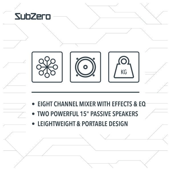 SubZero SZPA-815 300W 15" PA System with Stands