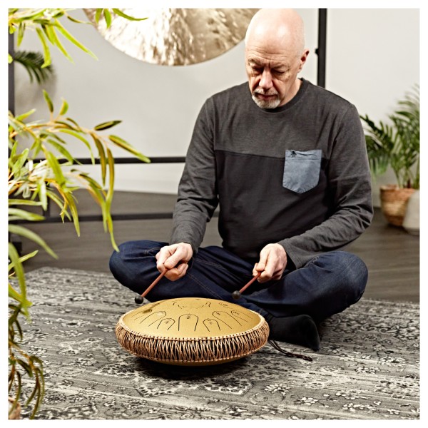 Gear4music Life 14" Steel Tongue Drum 15 Notes, C-Major, Golden