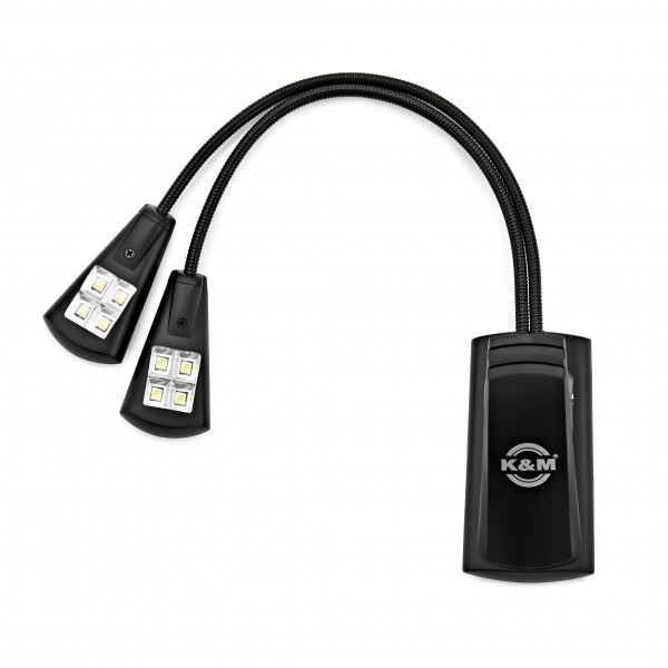 K&M 12246 Dual Music Stand Flexlight, Quad LED