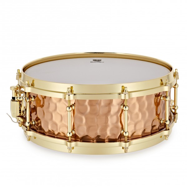WorldMax 14" x 5" Hammered Bronze Snare Drum, Brass HW