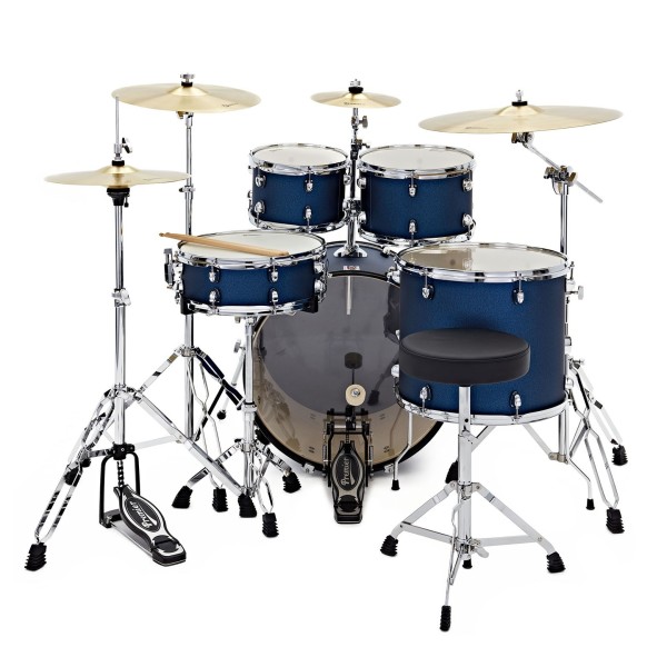 Premier Revolution 22" 5pc Drum Kit Bundle, Blue Stardust