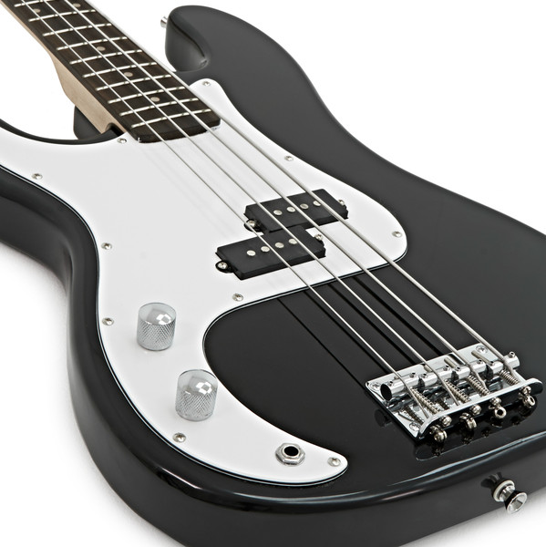 LA Left Handed Bass Guitar by Gear4music, Black - Nearly New