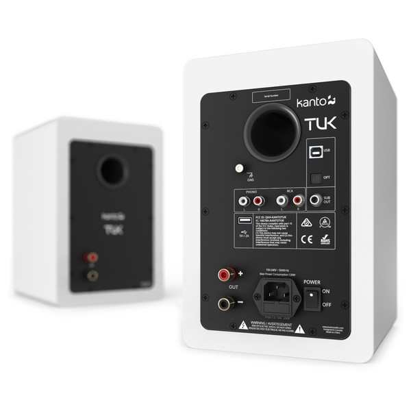 Kanto TUK Powered Bookshelf Speakers, Matte White