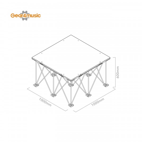 1m x 1m Portable Stage Kit by Gear4music, 60cm