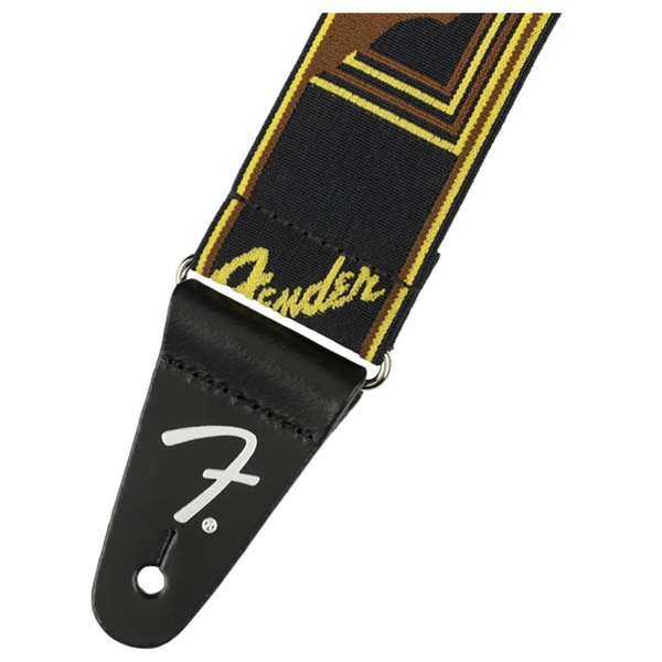 Fender Weighless 2" Monogram Strap, Black/Yellow/Brown