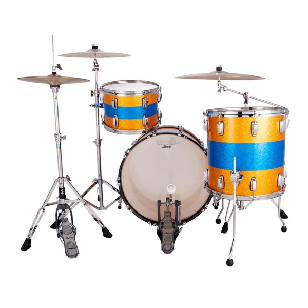 Ludwig Classic Maple 22" Fab 3pc Shell Pack, Triband Gold/Blue/Gold Sparkle