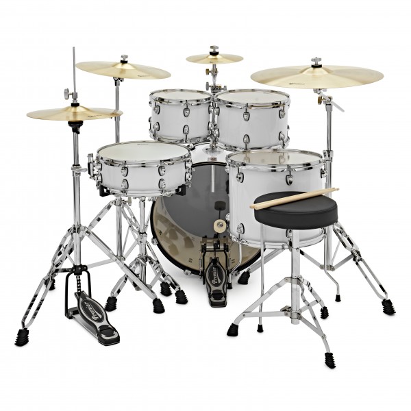 Premier Revolution 20" 5pc Drum Kit Bundle, White