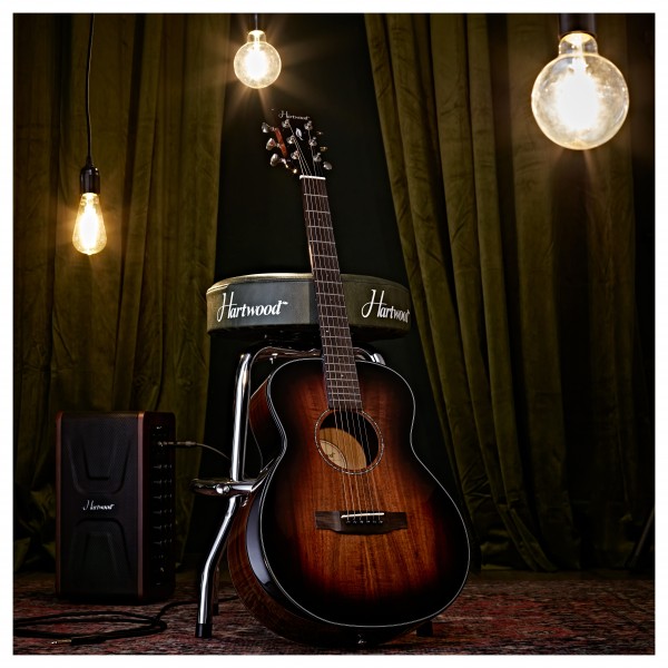 Hartwood Artiste Travel Acoustic Guitar, Natural Koa