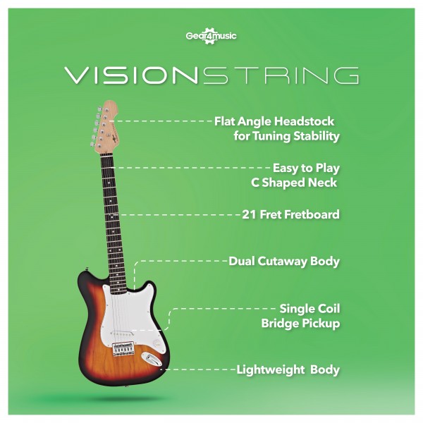 VISIONSTRING Electric Guitar Pack, Sunburst