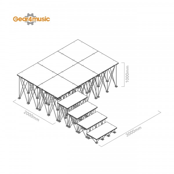 3m x 2m Portable Stage Kit by Gear4music, 100cm