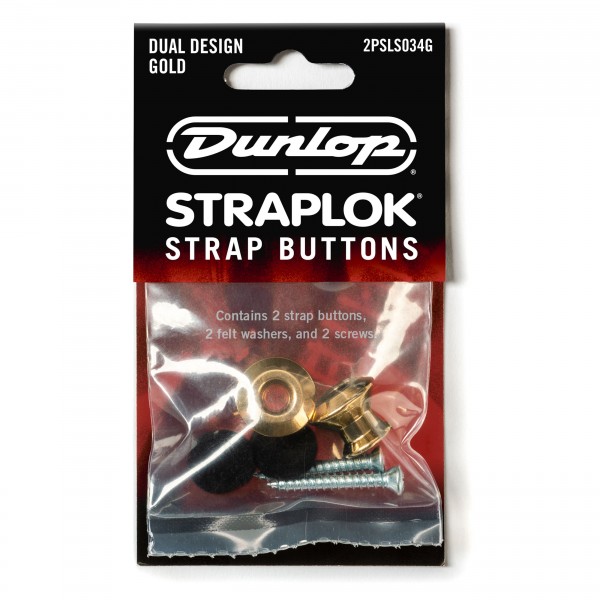 Dunlop Straplok Dual Design Strap Buttons, Gold