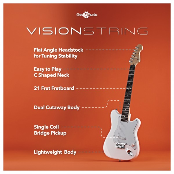 VISIONSTRING 3/4 Electric Guitar Pack, White