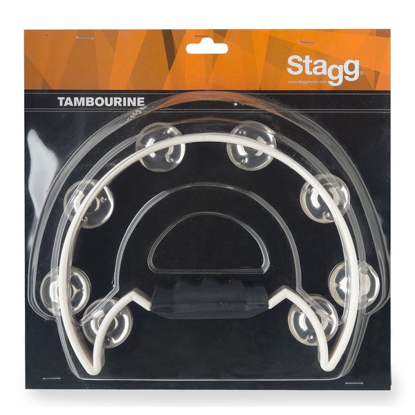 Stagg Cutaway Tambourine, 16 Jingles, White