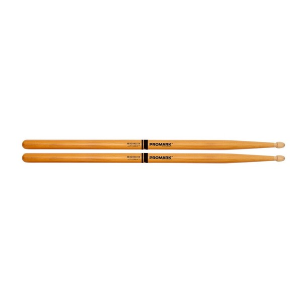 Promark Rebound 5B ActiveGrip Clear Hickory Drumsticks, Wood Tip