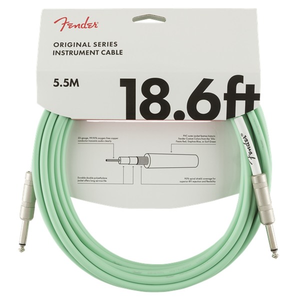 Fender Original 5.5M/18.6ft Straight Instrument Cable, Surf Green