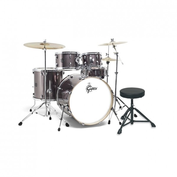 Gretsch Energy 20" Drum Kit Starter Pack w/Pads & Sticks, Grey Steel