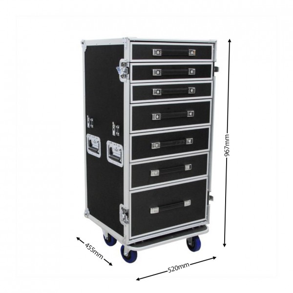 Trojan Pro 7-Drawer Single Table Heavy-Duty Wheeled Flight Case