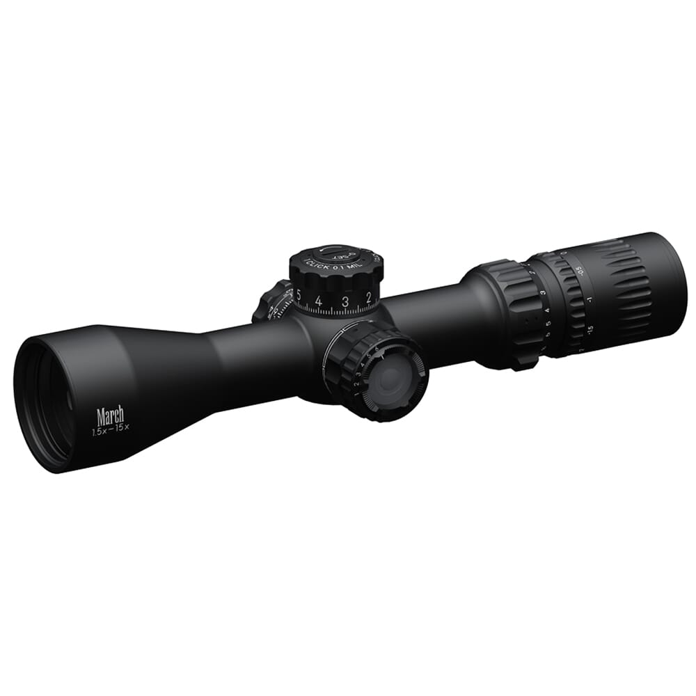 March Compact 1.5-15x42mm FD-2 Reticle 0.1 MIL SFP Illuminated Riflescope D15V42TIML-FD-2