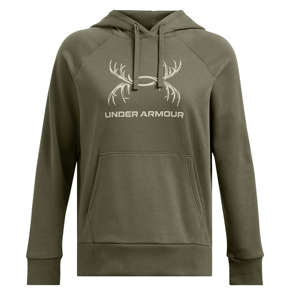 Under Armour Women's Rival Fleece Antler Hoodie Marine OD Green/Black 1387574-390