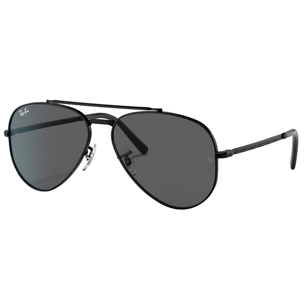 Ray-Ban New Aviator Polished Black Sunglasses w/Dark Grey Lenses 0RB3625-002/B1-58