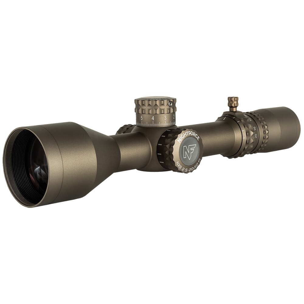 Nightforce NX8 2.5-20x50mm F1 ZeroStop .1 MRAD DigIllum PTL TReMoR3 Dark Earth Riflescope C664