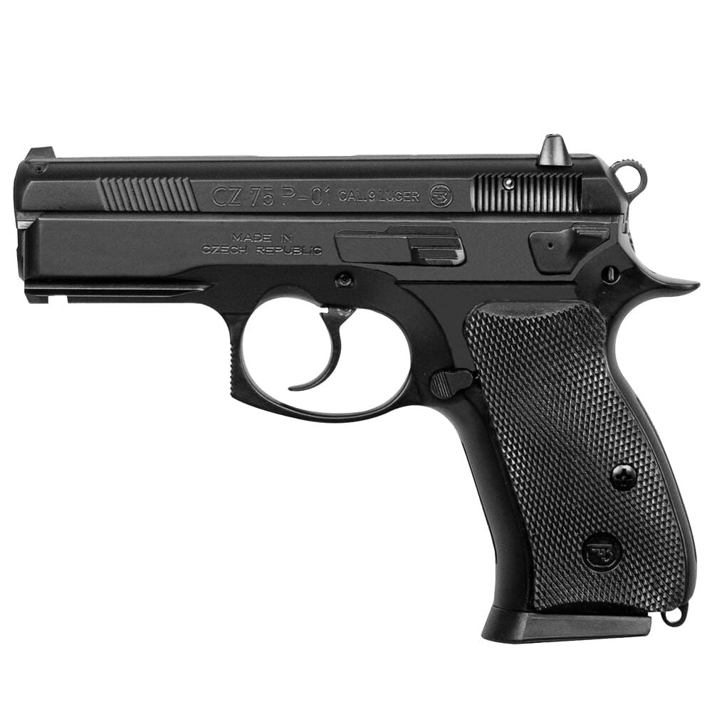 CZ-USA 75 P-01 9mm 15rd Blk Handgun w/Polycoat Alum, Fixed Sights, Decocker, Blk Rubber Grips 91199
