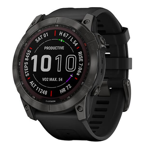 Like New Garmin fenix 7X Sapphire Solar Carbon Gray DLC Titanium w/Black Band Smartwatch 010-02541-10