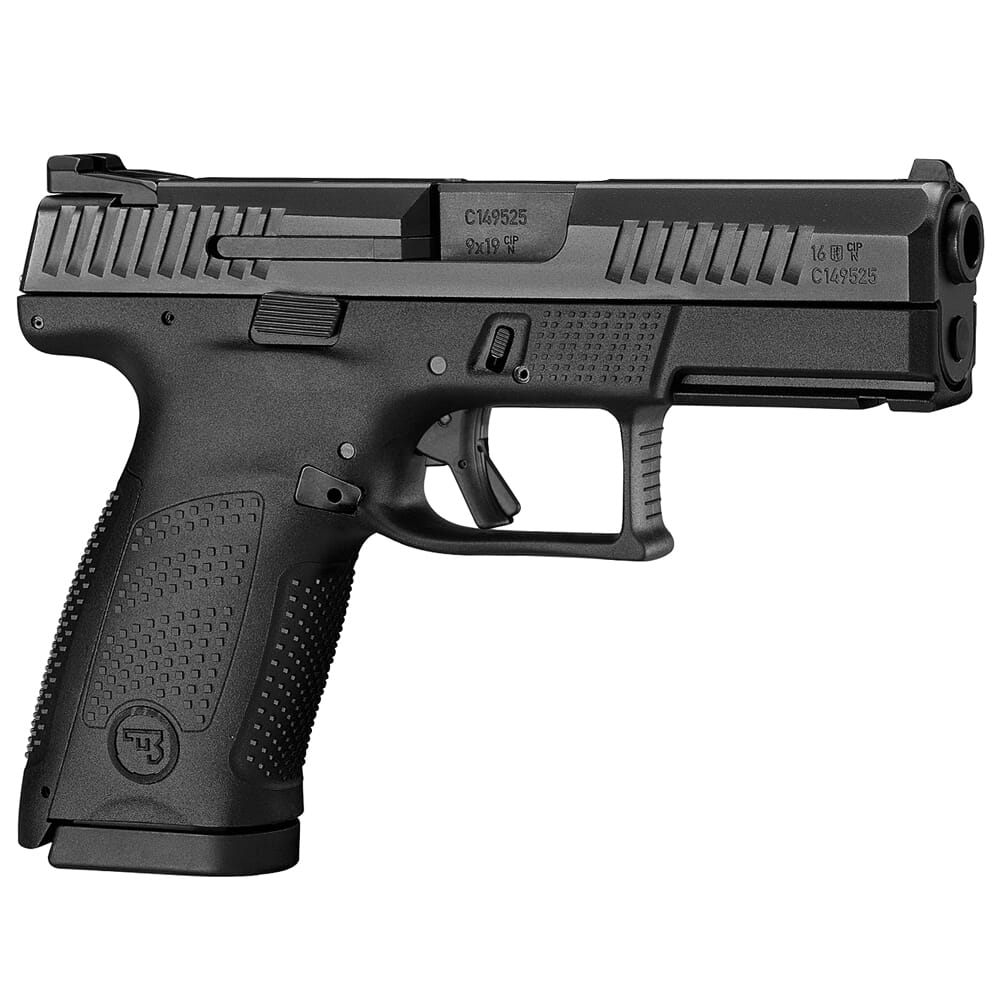 CZ-USA P-10 C 9mm 15rd Blk Handgun w/Polymer Frame, Nitride Slide, 3 Back Straps, Rev Mag Catch 95120