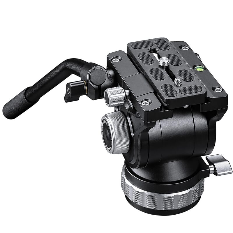 Leofoto 70mm Fluid Video Head w/PU-100D 100x38mm Arca Compatible QR Plate & LH/RH Handle BV-15