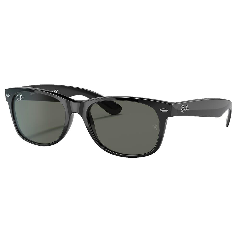 Ray-Ban New Wayfarer Polished Black Sunglasses w/G-15 Green Lenses 0RB2132-901L-55
