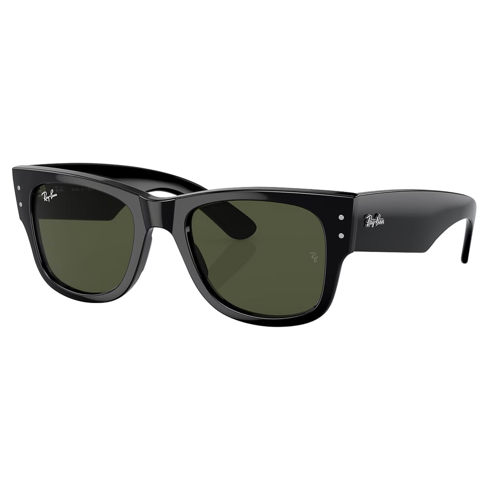 Ray-Ban Mega Wayfarer Polished Black Sunglasses w/Green Lenses 0RB0840S-901/31-51