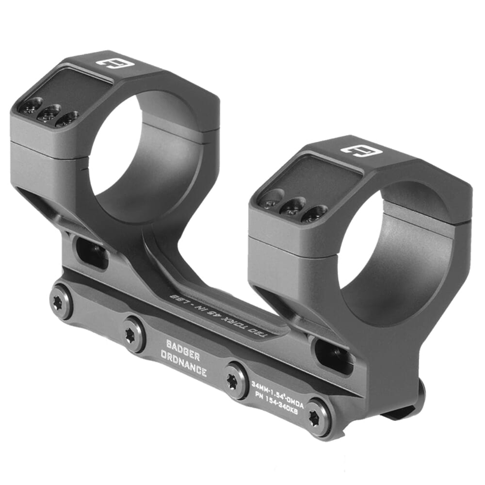 Badger Ordnance C.O.M.M. MAX 34mm 1.54" 0MOA Black Scope Mount 154-340KB