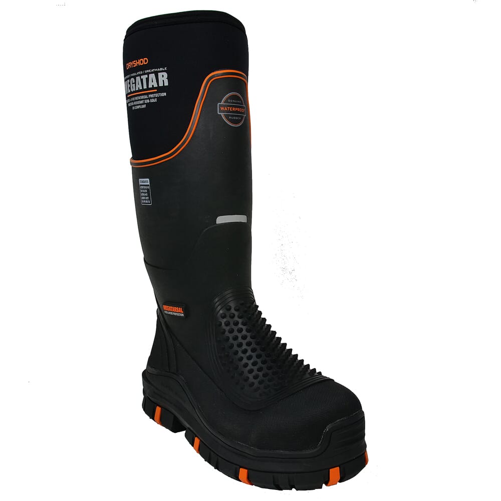 Dryshod USED Megatar Black/Orange Size 8 Boots MEG-MH-BK-M08 - Excellent Condition USED7805