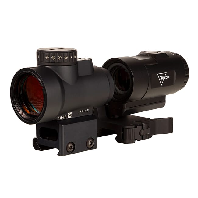 Trijicon 1x25 MRO HD Reflex w/ Full Co-Witness Mount & 3x Magnifier w/ QD Adjustable Height Mount - MRO-C-2200057