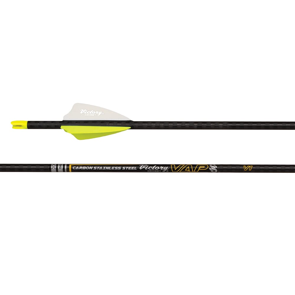Victory Archery VAP SS Elite 250 Stainless Steel GPI: 11 Fletched Arrow 6pk VAPSSE-250FX-6